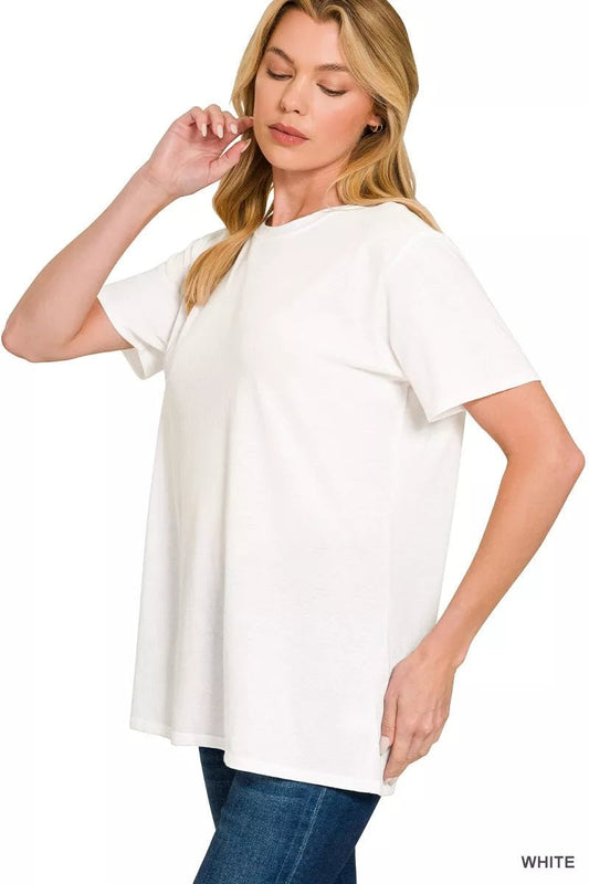 Zenana Cotton Boyfriend Round Neck Tee - jeansmahones.com