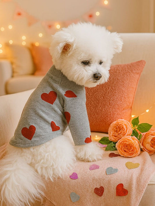 Heart Pattern Pet Sweater - jeansmahones.com