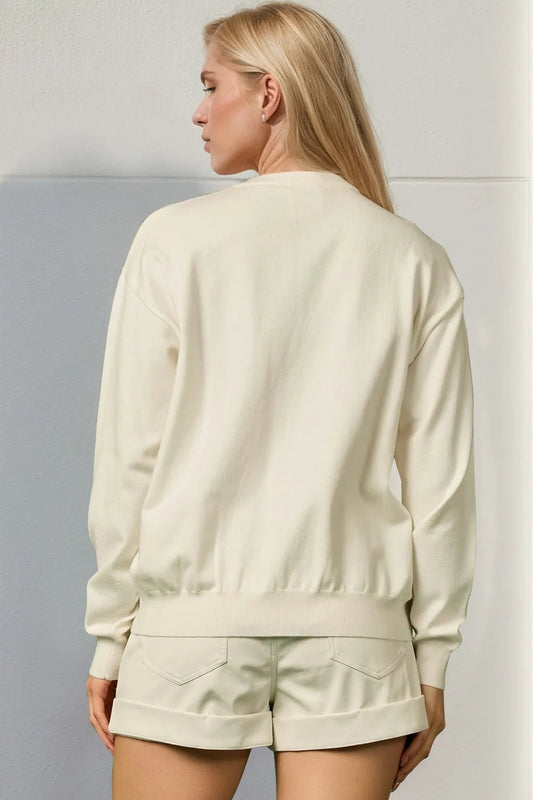 Double Take Full Size Sequin Nutcracker Long Sleeve Sweater - jeansmahones.com