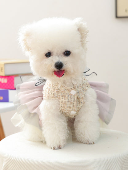 Tweed Pet Dress with Ruffle - jeansmahones.com