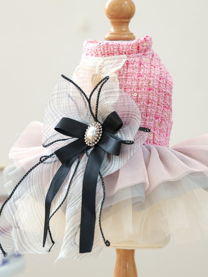 Tweed Pet Dress with Ruffle - jeansmahones.com