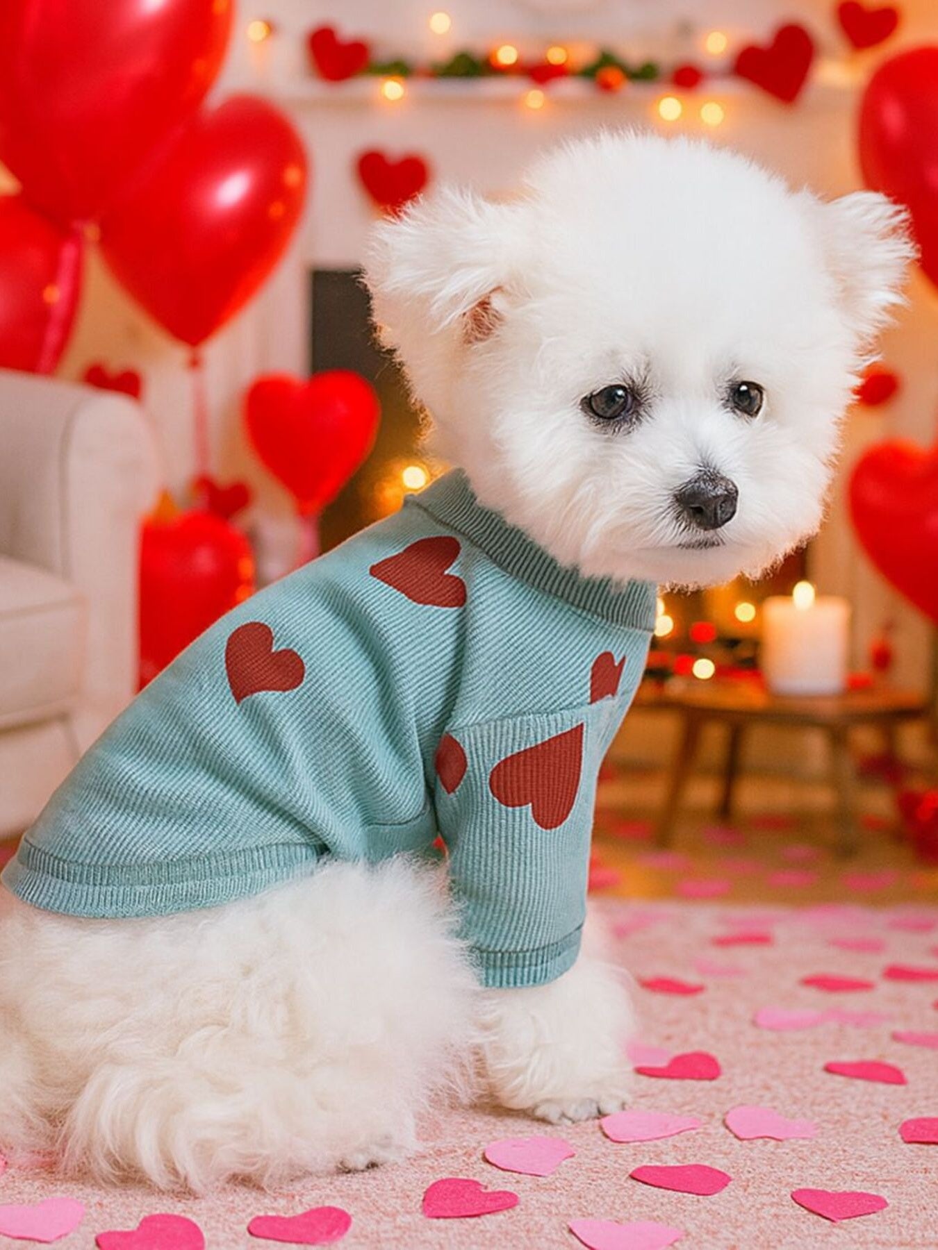 Heart Pattern Pet Sweater - jeansmahones.com
