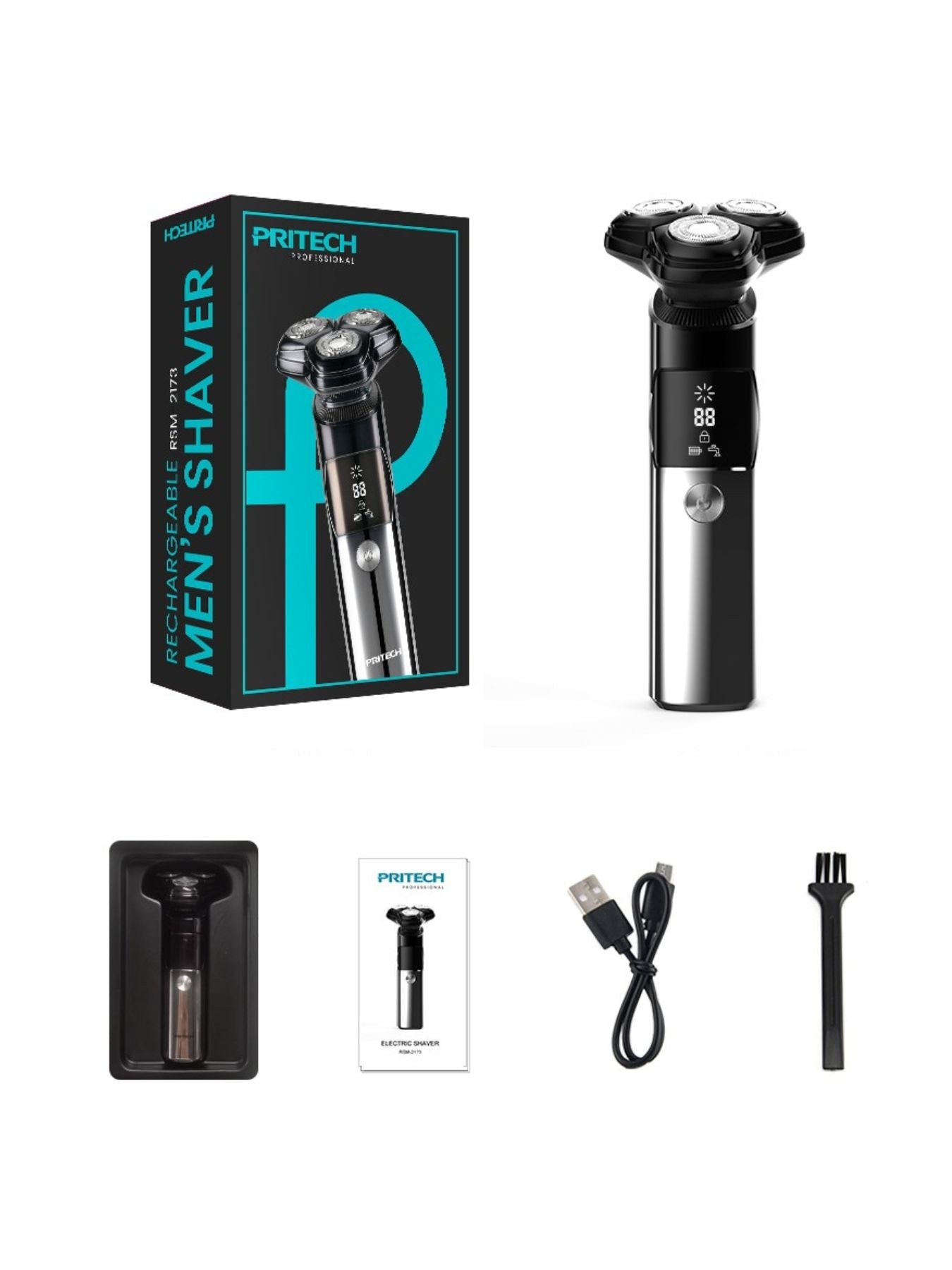 Rechargeable Electric Rotary Shaver with LED Display - jeansmahones.com