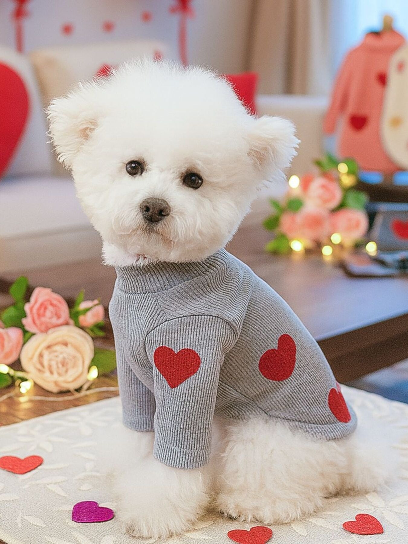 Heart Pattern Pet Sweater - jeansmahones.com